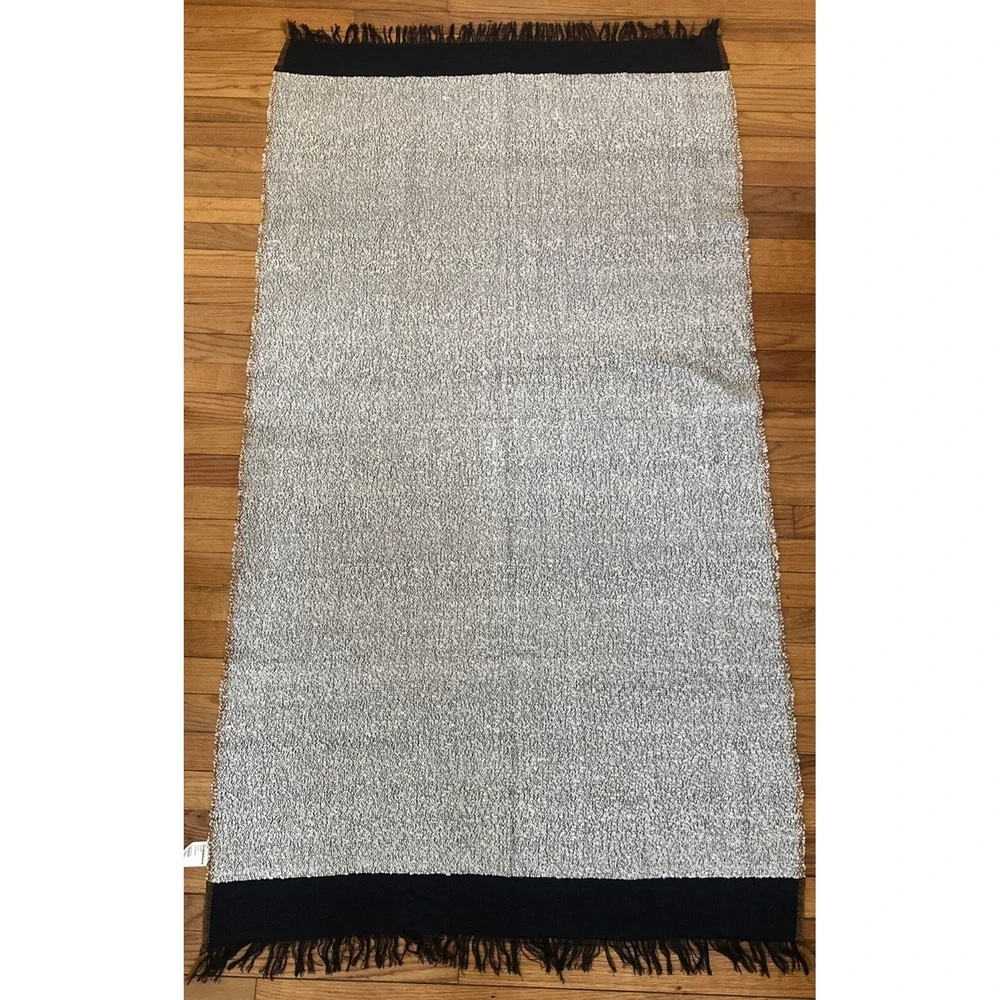 Crate And Barrel Wool Blend Throw Blanket Gray And Blue W 38in X L 71in